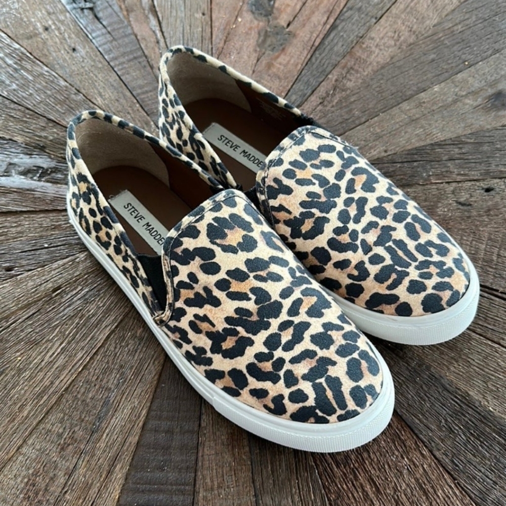EUC Steve Madden Leopard Slip On Sneakers 8.5